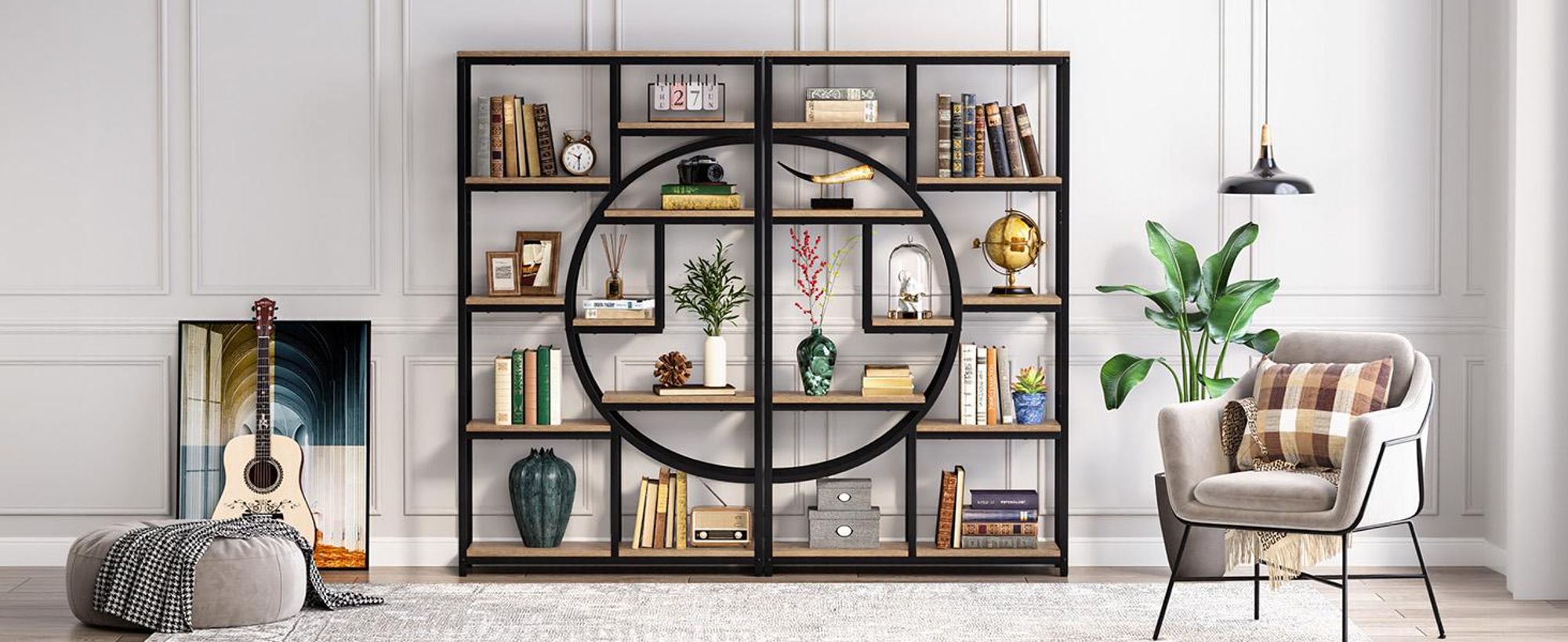Tribesigns Bücherregal, industrielles 5-stöckiges Etagere-Bücherregal, freistehend Display-Regal, mit 9 offenen Ablageflächen