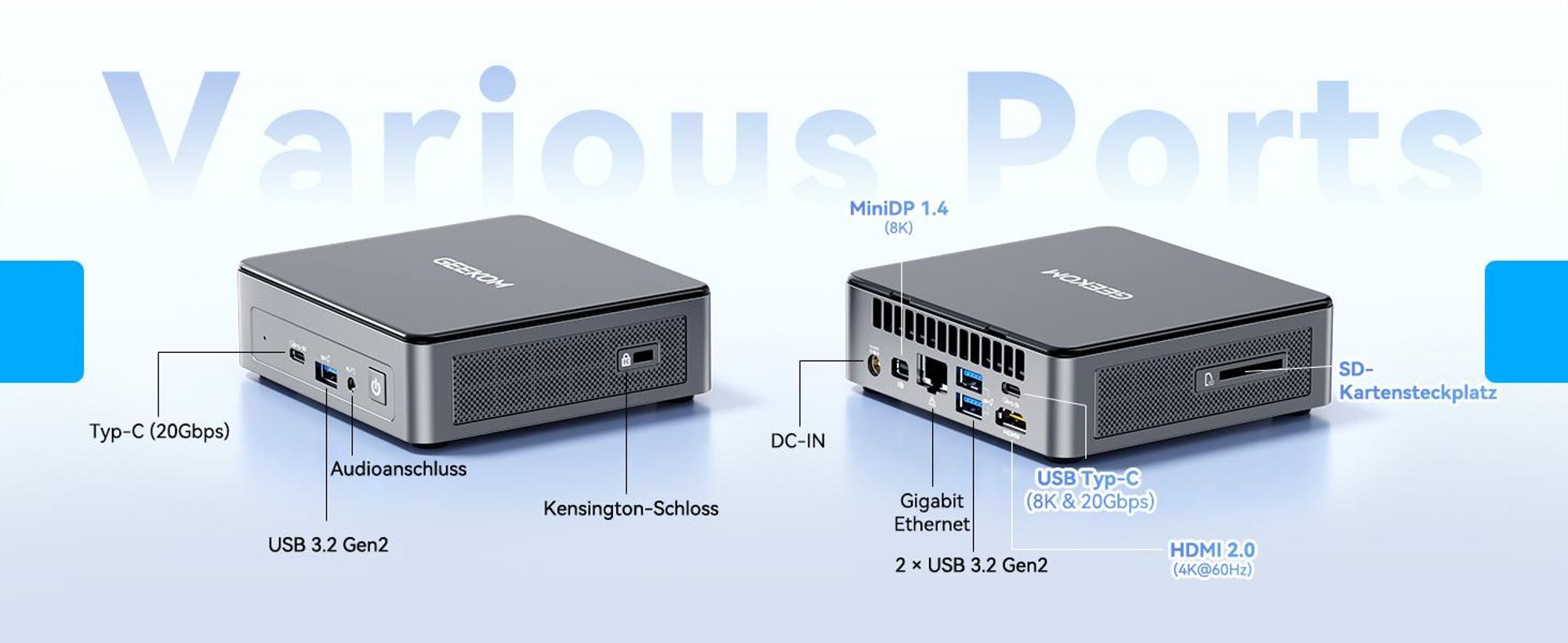 GEEKOM Air12 Mini PC [2026 Edition] mit Intel 7505, 16GB DDR4 RAM(kein festgelegter LPDDR), 512GB SSD, Dual USB-C 20Gbps, Triple 4K Display, W-11 Pro
