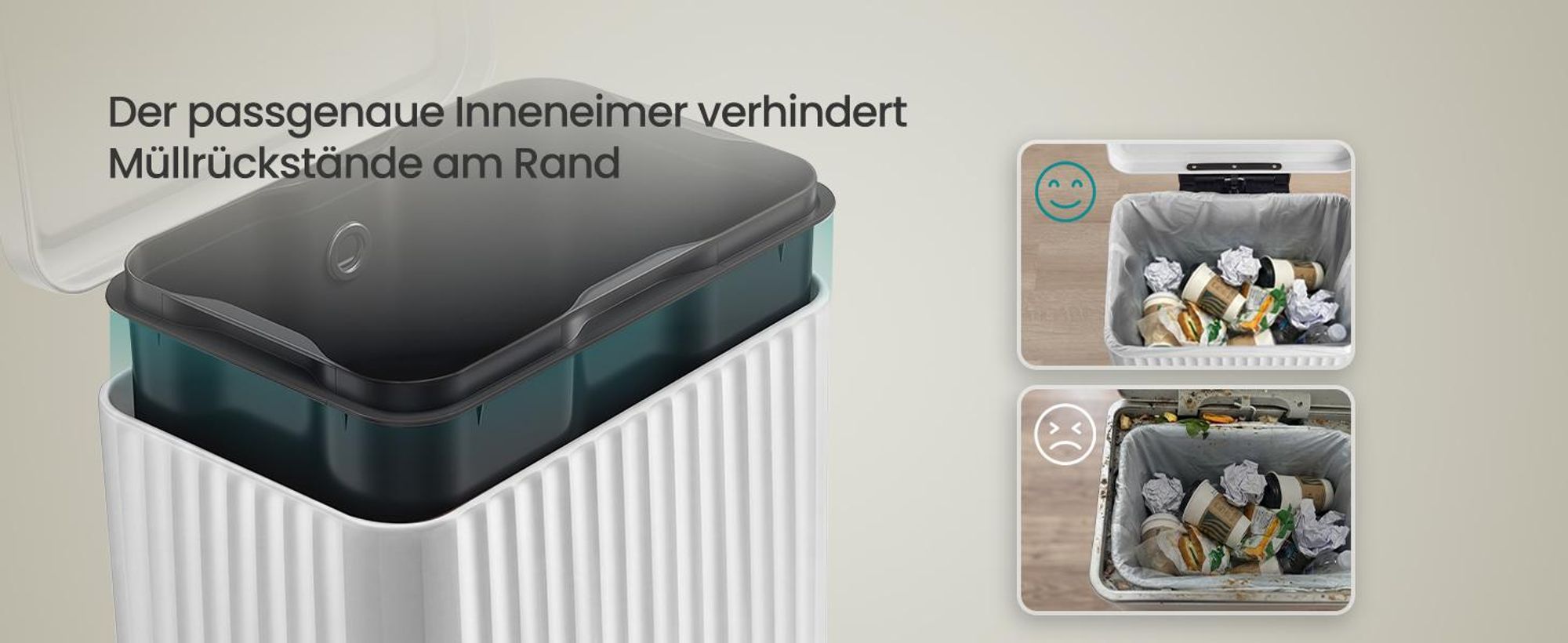 SONGMICS Mülleimer Küche, Abfallbehälter mit Deckel und Pedal, Softclose, Herausnehmbarer Inneneimer, 30 L, Weiß