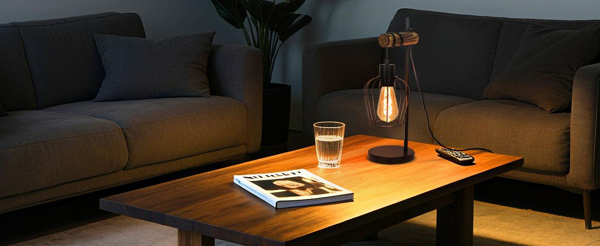 ZMH Retro Tischlampe Schwarz E27  Fassung 1 flammige Vintage Nachttischlampe Wohnzimmer Tischleuchte Industrial