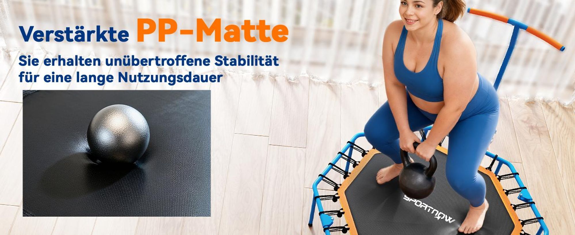 SPORTNOW Fitness Trampolin klappbar Ø128 cm Mini Trampoline mit Haltegriff