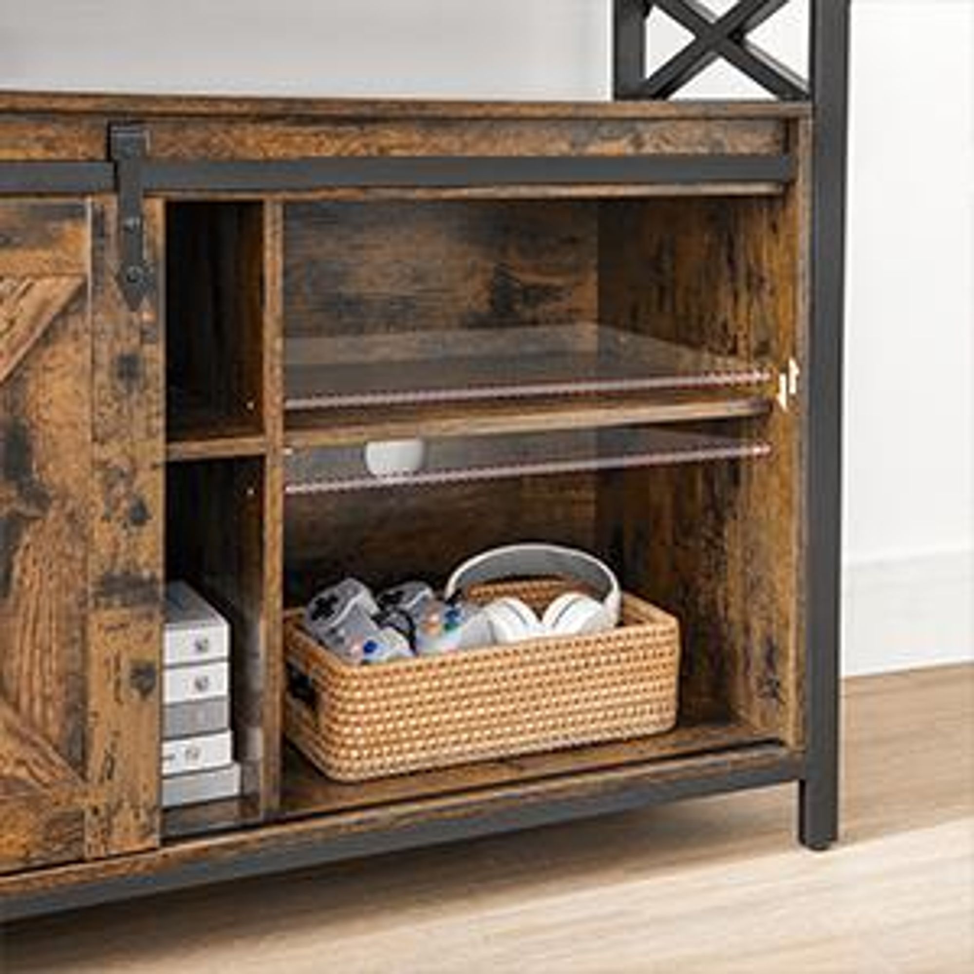 VASAGLE TV-Schrank, für Fernseher bis zu 65 Zoll, mit verstellbaren Ablagen