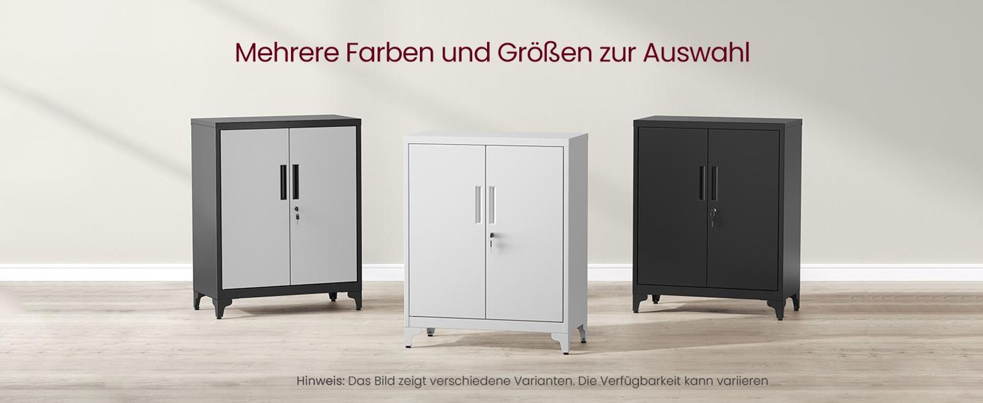 SONGMICS Aktenschrank, Mehrzweckschrank, Büroschrank mit 2 Türen, Schrank abschließbar, aus Stahl Grau