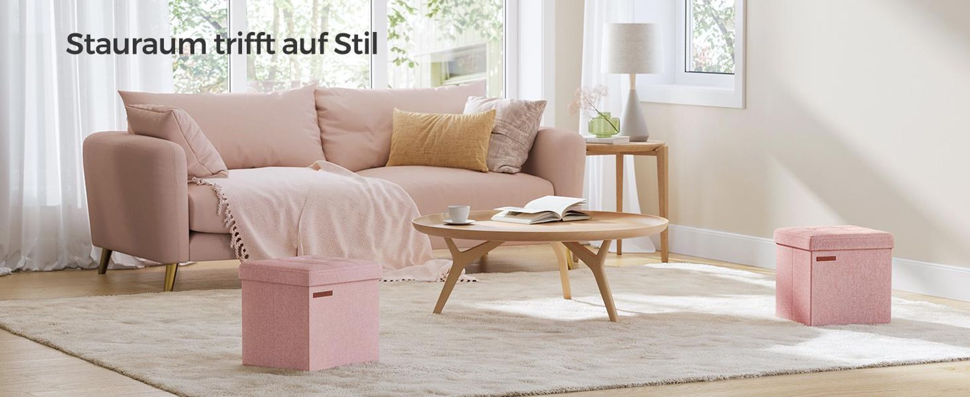 SONGMICS 30 cm Sitzbank mit Stauraum, klappbare Sitztruhe, Aufbewahrungsbox, Fußbank, pastellrosa