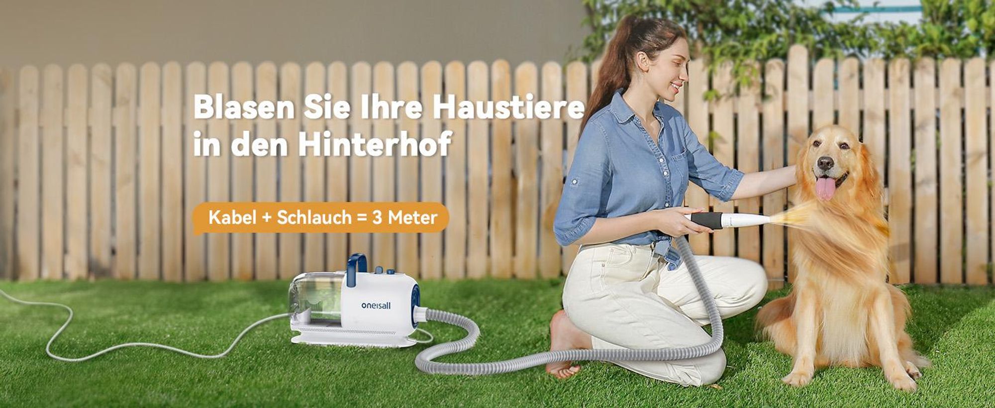 Oneisall Hundeschermaschine mit Staubsauger und Föhn, 8 in 1 Profi Haustierpflegeset
