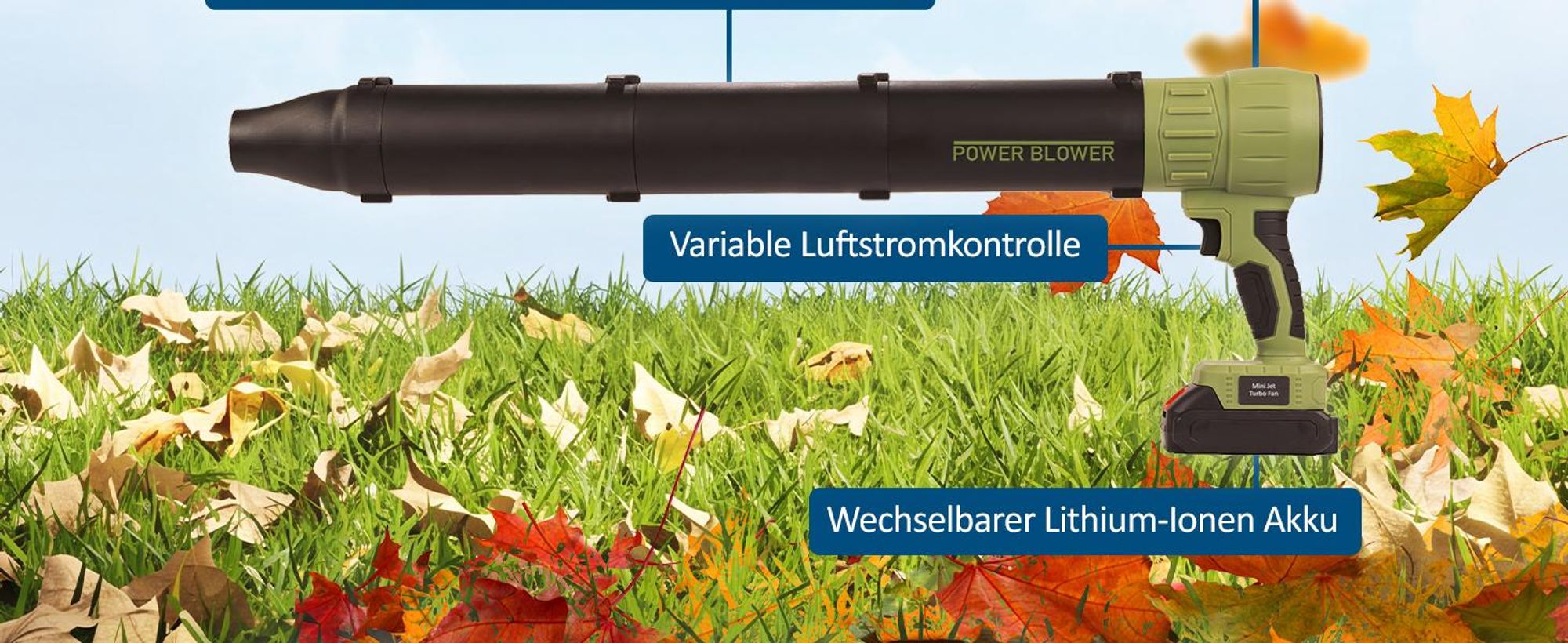 Genius Starlyf Power Blower Akku Laubbläser 7 tlg., kabelloses Laubgebläse, tragbarer elektrischer Akku-Staubbläser, 120 km/h, nur 1.5 kgGartengerät