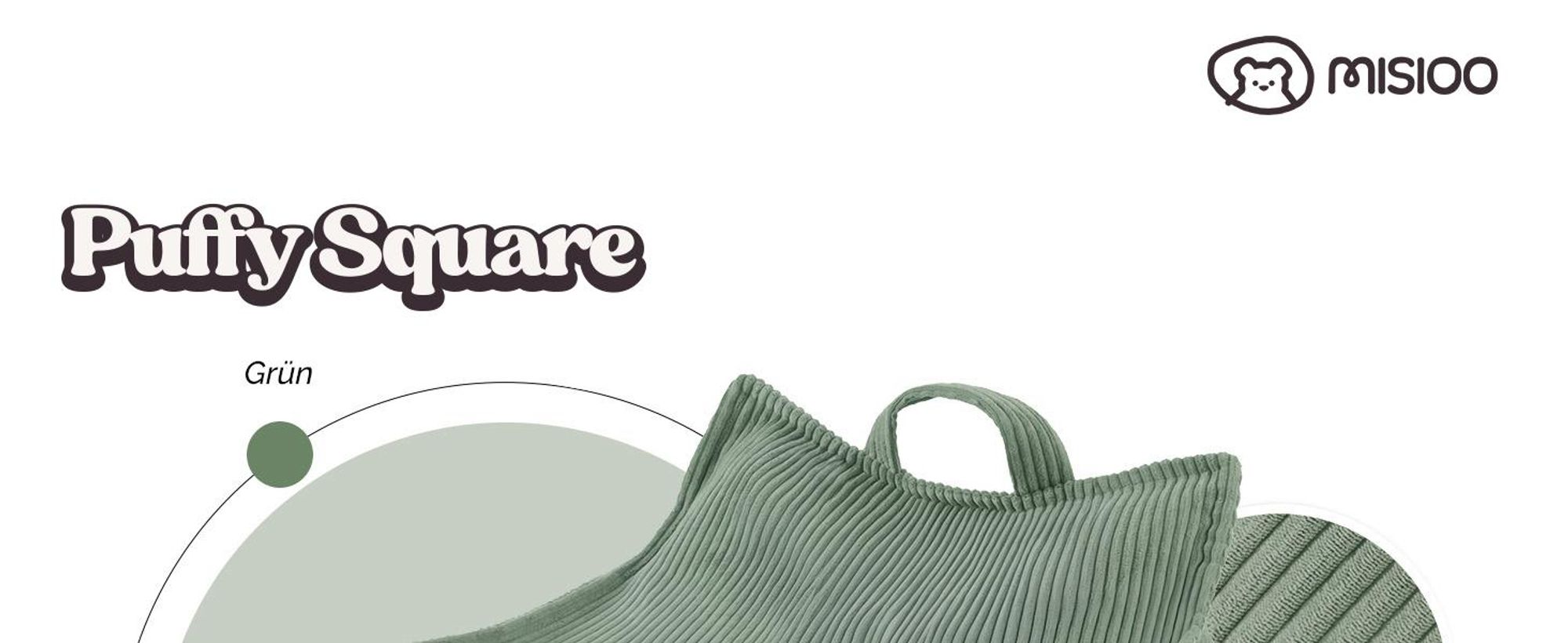 MISIOO Sitzsack Kinder – Großer Sitzsack – Big Bag für Kinder – Cord-Material – 77x67x50 cm – Waschbarer Stoff – Griff für einfaches Tragen – Olive