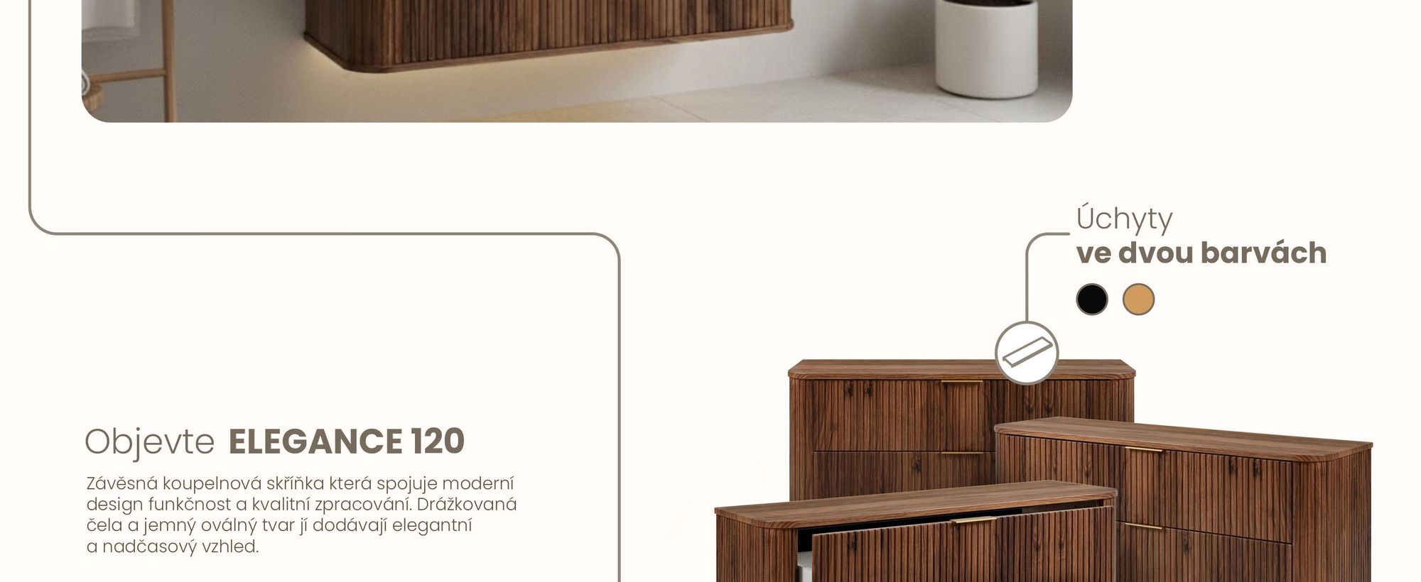 Koupelnová Skříňka 120 CM Dubový ořech MDF 2 Zásuvky