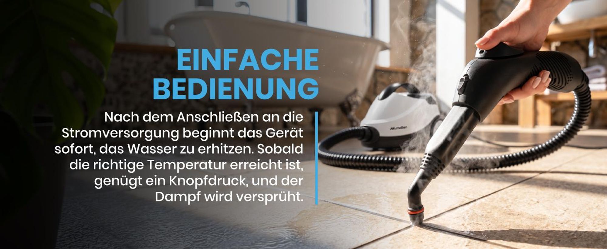 MalTec Dampfreininger HDS6000W-PRO mit Zubehör Dampfmop Mehrzweck Dampf-Sterilisierung Fensterputzer 2000W Weiss
