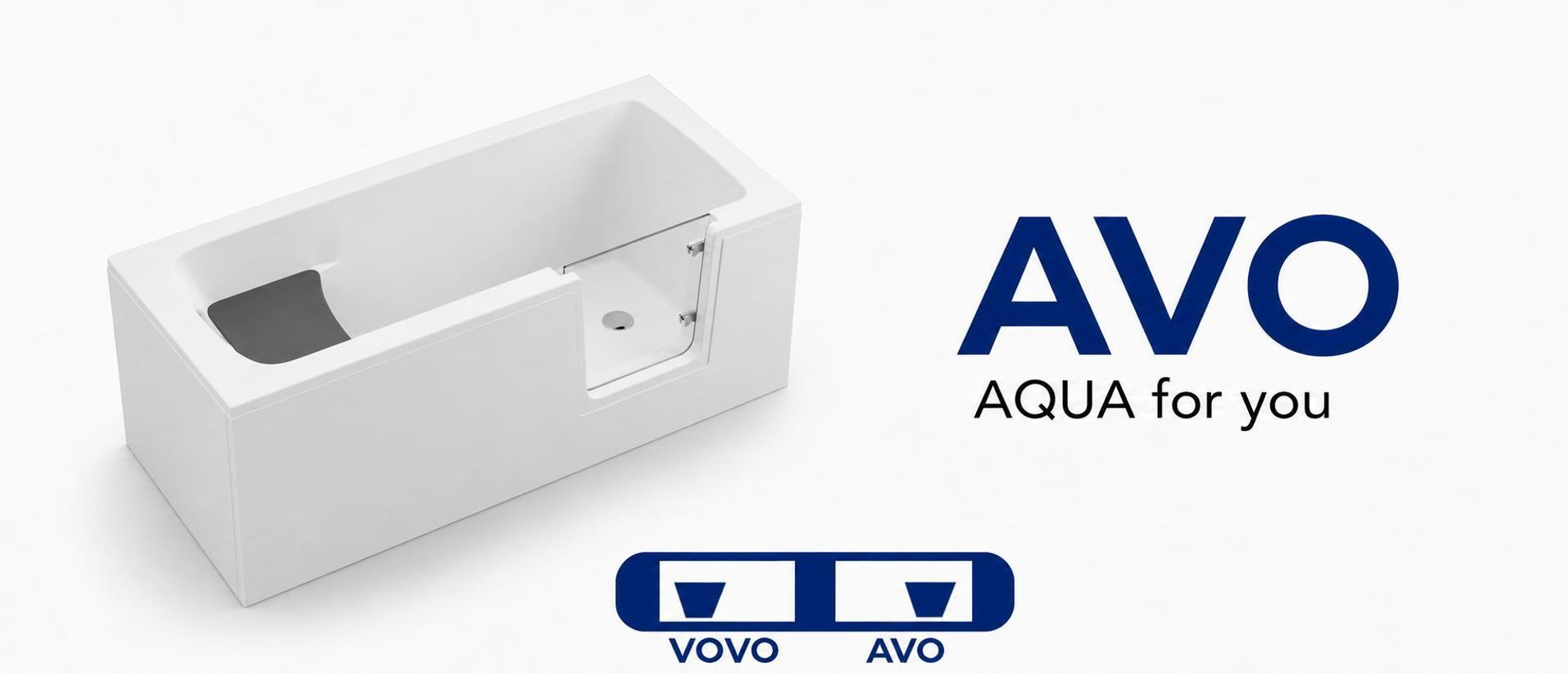 AQUA for you | Badewanne - AVO - Acrylbadewanne - 160x75 cm - universell - Weiß - mit Tür, Schürze, Sitz, Seniorenbadewanne