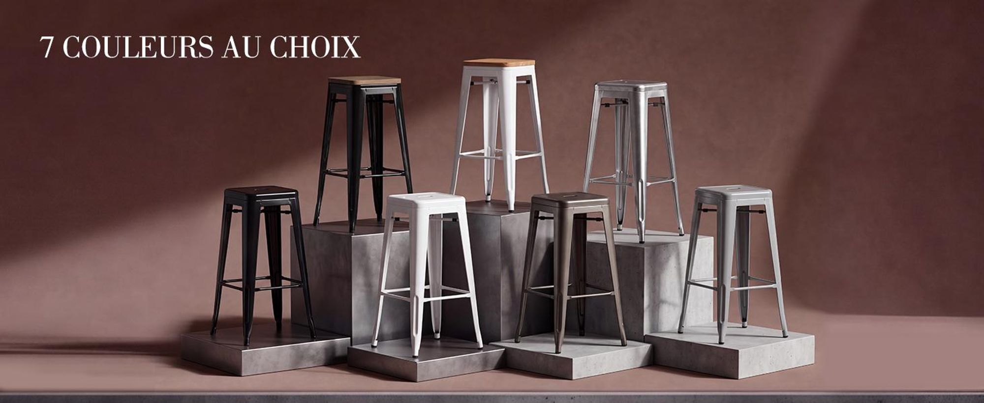 Duhome Tabourets de bar en fer, hauteur d'assise 76 cm, tabourets de comptoir empilables en métal avec repose-pieds, design industriel, blan