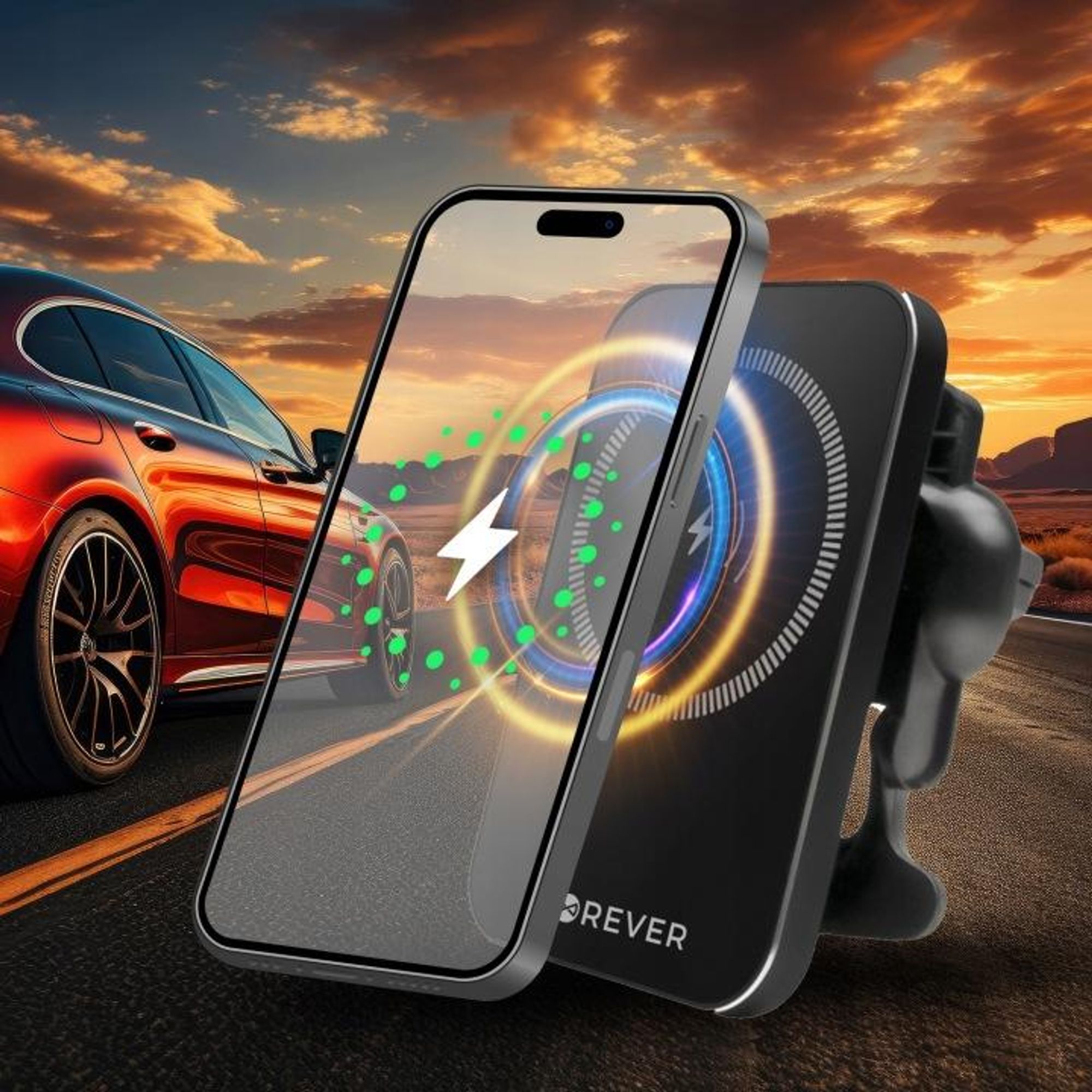 FOREVER Forever phone car mount + wireless charger 15W MACH-100