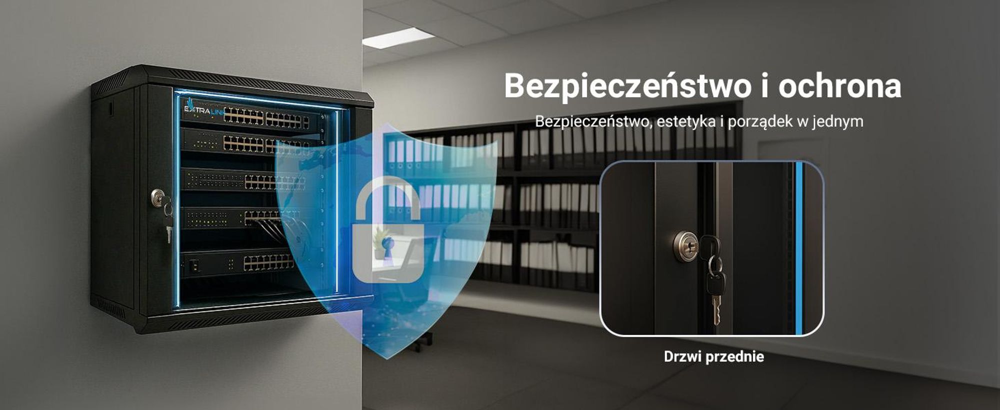 Extralink 19" 12U 530x400 szafa rack wisząca czarna