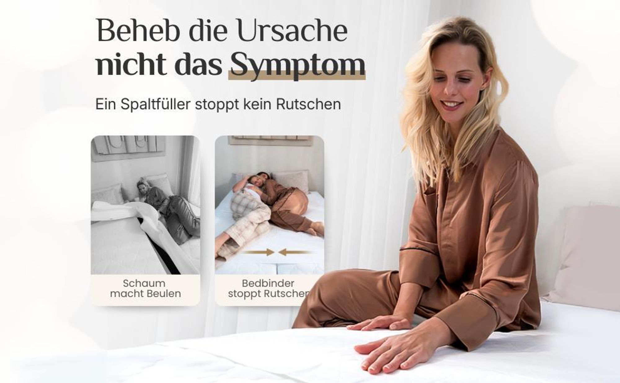 Liebesbrücke stoppt Matratzenrutschen, Matratzenverbinder statt Schaum Ritzenfüller