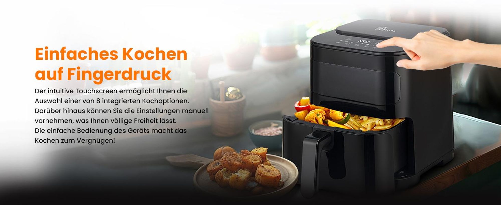 Extralink 5,2 l Heißluftfritteuse 1600 W mit Sichtfenster und LED-Display
