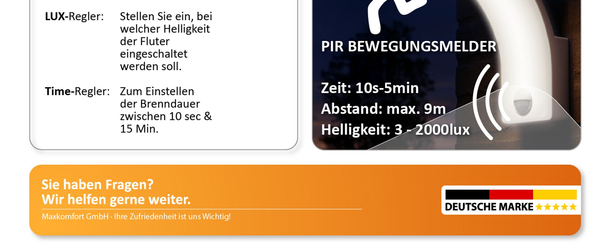 LED Außenwandleuchte 'X.PRIT', Weiß mit Bewegungsmelder - IP65, 3-stufig einstellbar (12W/15W/20W), Neutralweiß