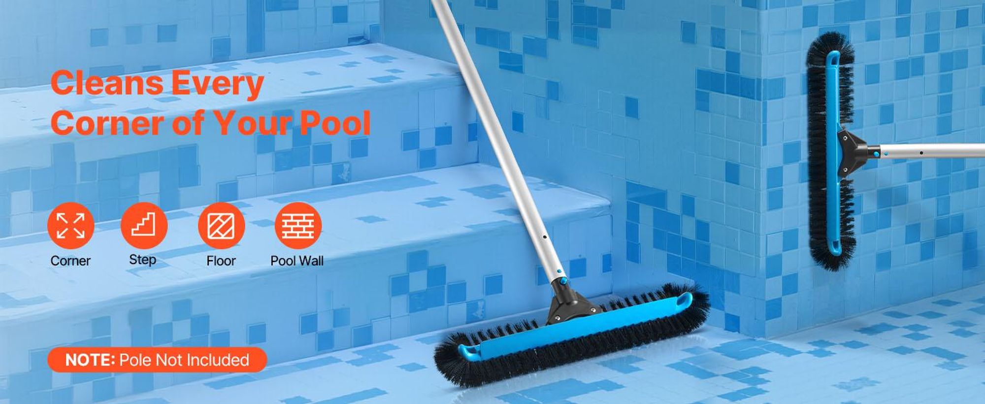 VEVOR Pool-Bürstenkopf Scheuerbürsten (508 mm) mit Nylonborsten & Aluminium-Stan