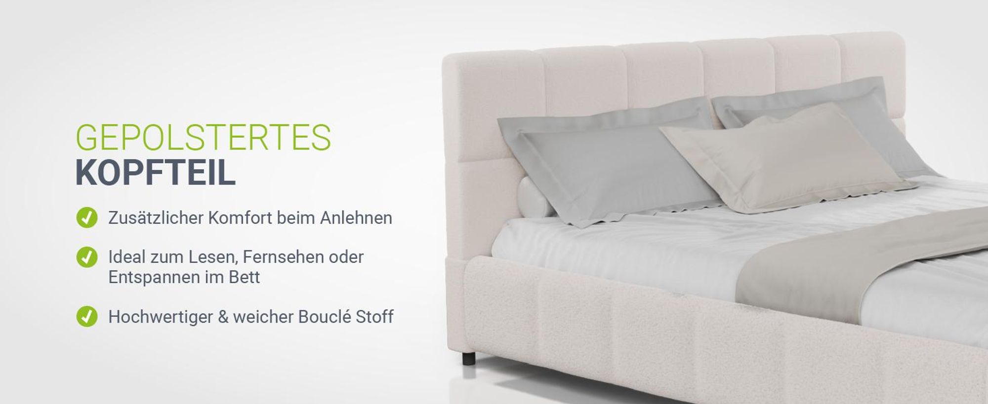 Juskys Polsterbett Florenz 180 x 200 cm, Bouclé, Bubble Design & modern – Creme