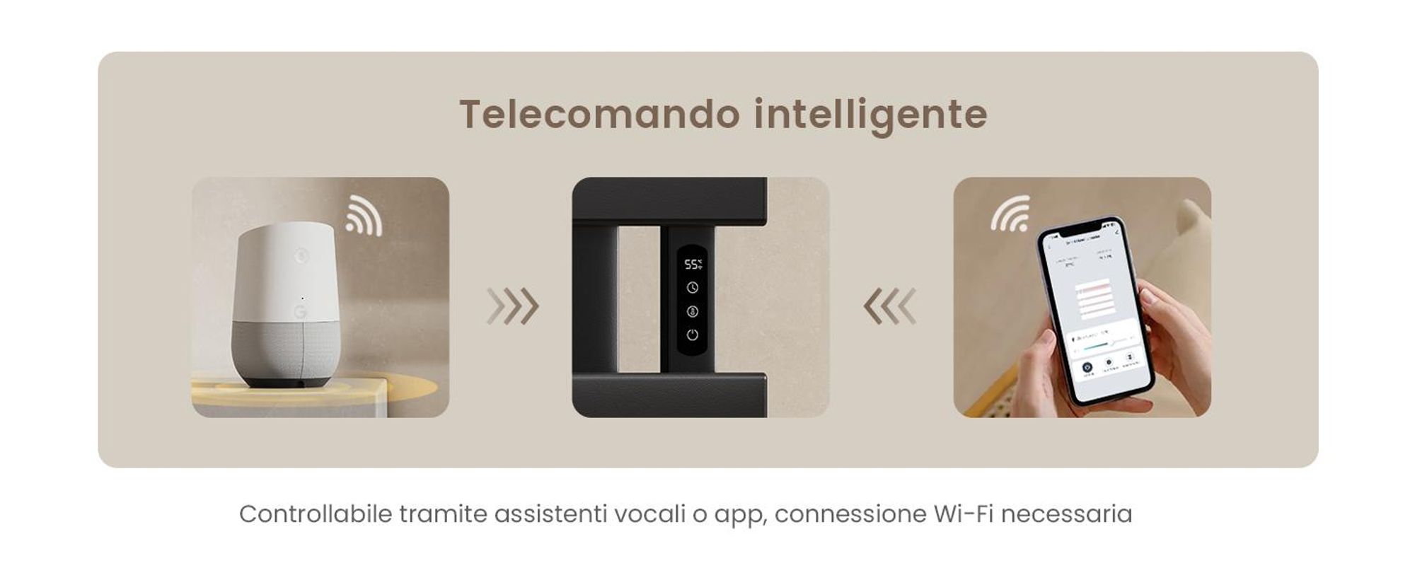 EMKE Scaldasalviette elettrico 1000X500mm 320W nero attacco a destra, intelligente WiFi App, touch LCD, Timer 1-9H, IPX5
