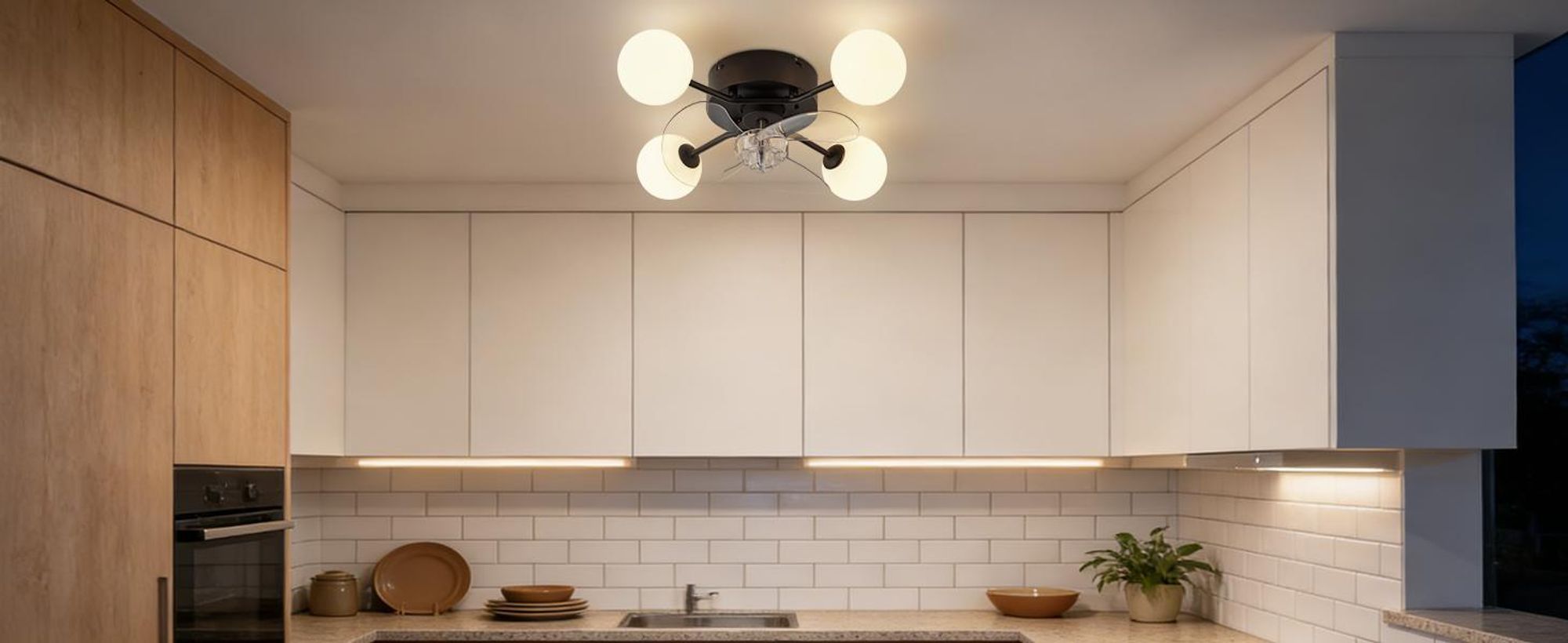 ZMH Stropný ventilátor s osvetlením G9 Tichý stropný ventilátor s diaľkovým ovládaním, 6 rýchlostí, časovač, lampa do kuchyne a jedálne, čierna