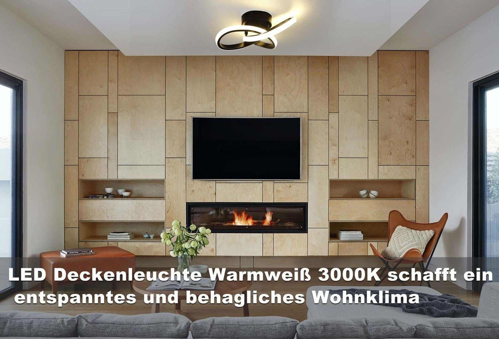 ZMH LED Deckenleuchte Schwarz Schlafzimmer  Deckenlampe Warmweiß 17W Modern Geometrie Lampe 25.5CM  für Wohnzimmer Flur Eingang Küche Korridor