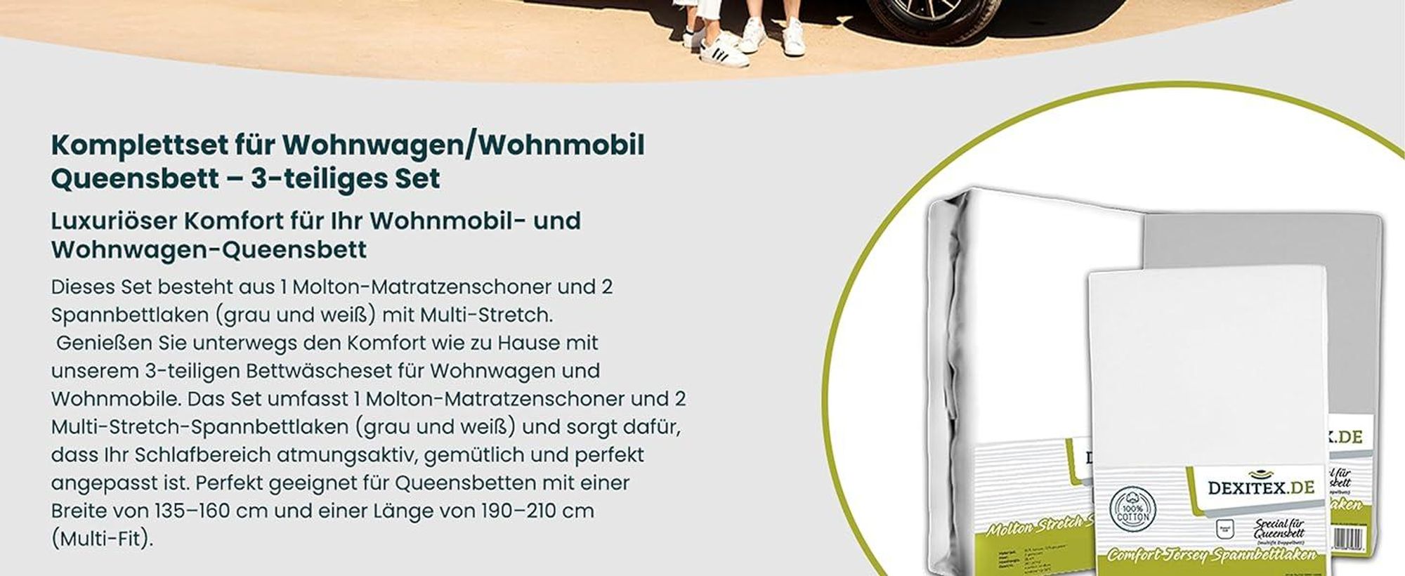 Wohnmobil in der Natur mit Spannbettlaken und Matratzenschoner