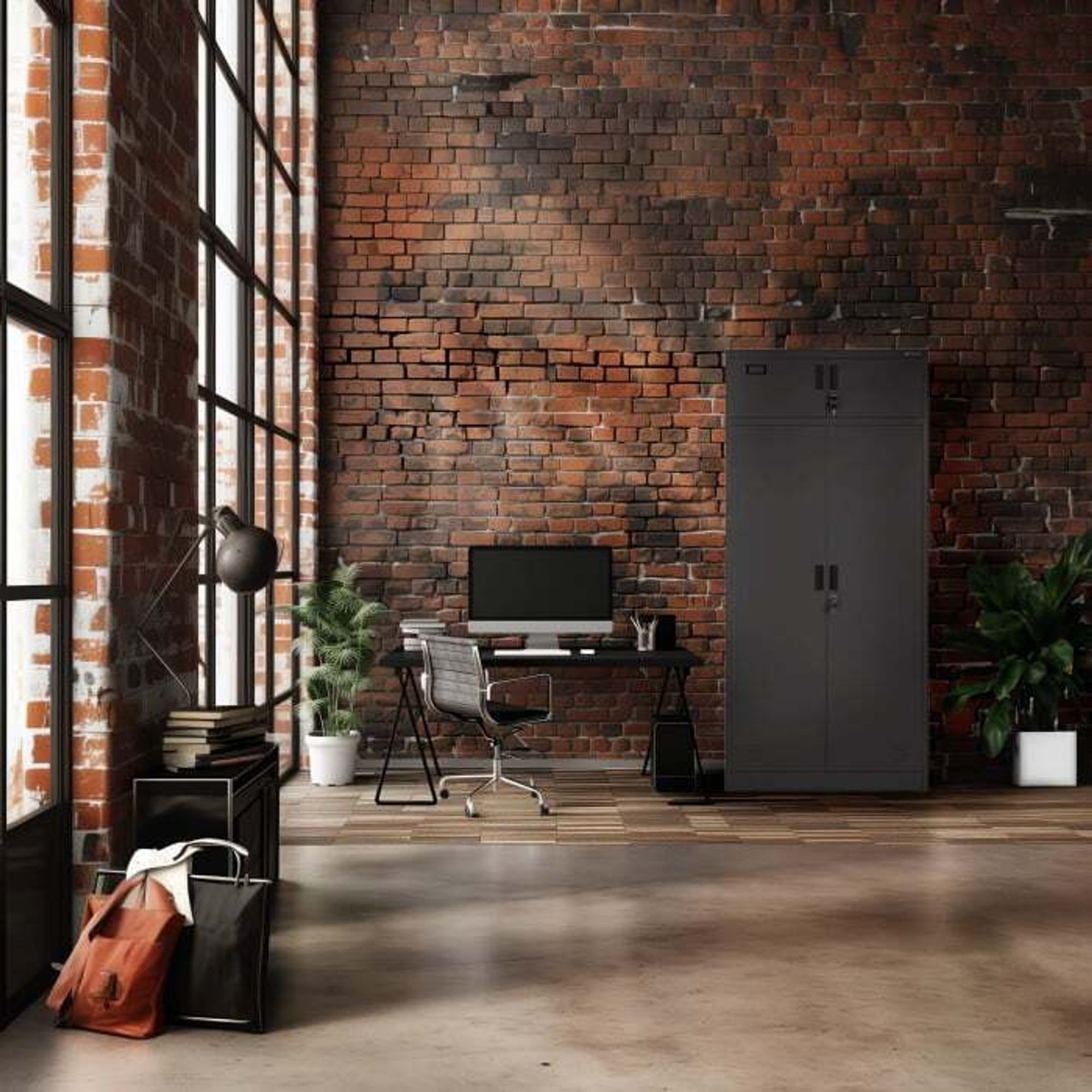 Mehrzweckschrank C117 Aktenschrank Büroschrank Metallschrank Spind Lagerschrank Geheimfach Flügeltüren Schubladen Pulverbeschichtet Stahlblech Abschließbar 185 cm x 90 cm x 50 cm, Farbe: Anthrazit