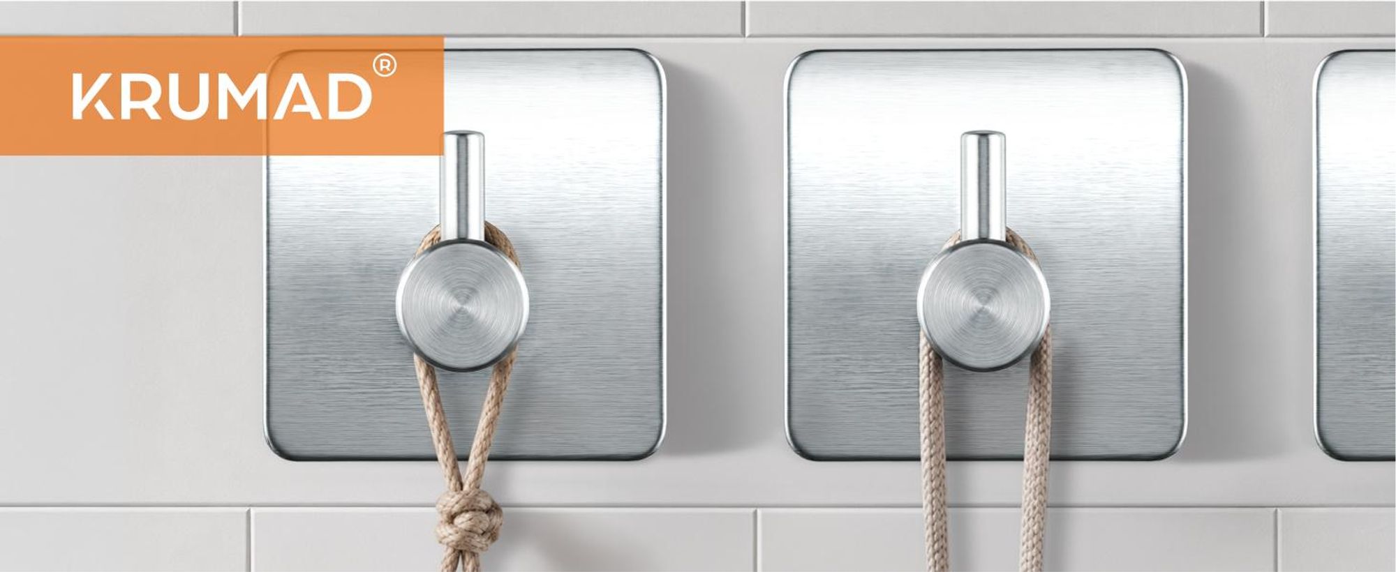 KRUMAD 6x Selbstklebende Haken Silber, Wandhaken ohne Bohren, Klebehaken für Bad Küche Flur Handtücher Kleidung