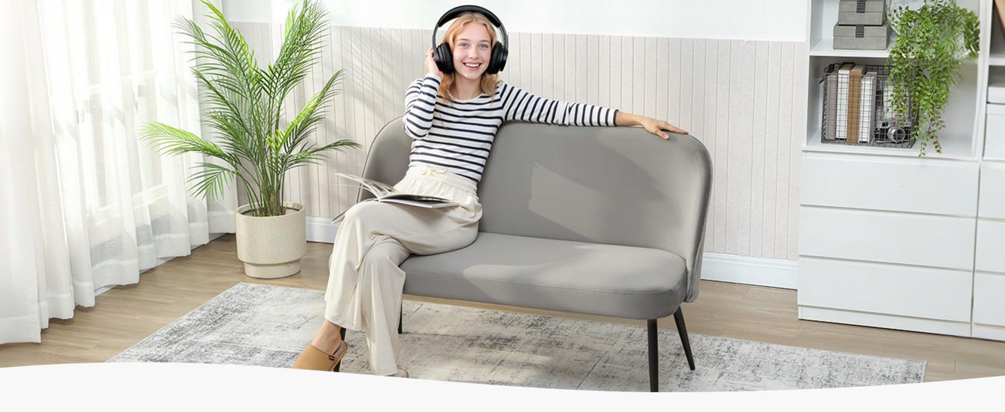 HOMCOM Sofa 2-Sitzer kleine Couch 127 cm mit Samtoptik, geschwungene Rückenlehne