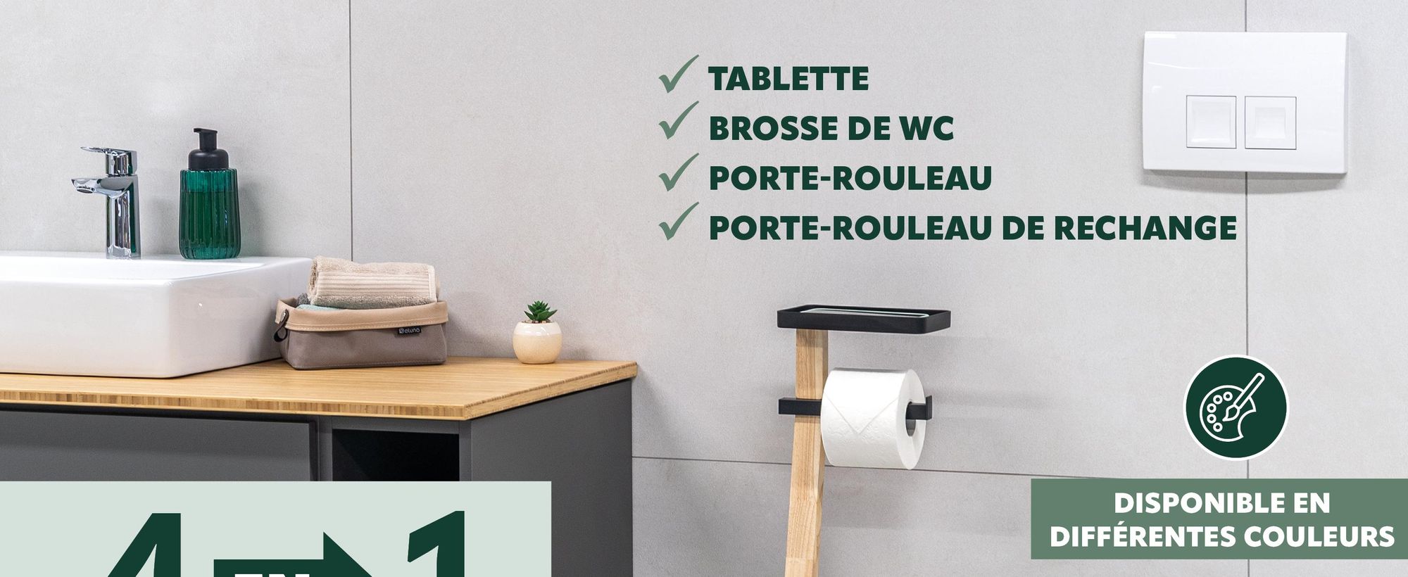 Ensemble de toilettes en métal et en bois pour la salle de bains