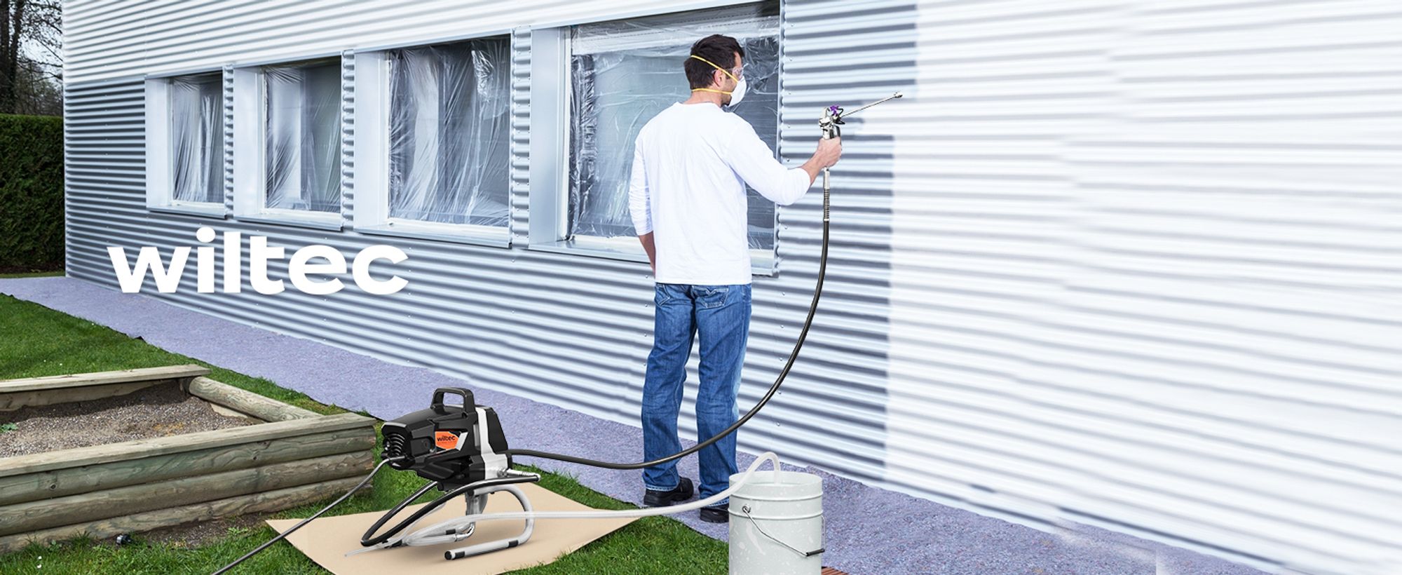 Wiltec Hochdruck Farbsprühsystem 1010 W, 207 bar, 1,5 l/min, Farbspritzgerät mit Düse und Verlängerungsstange, Farbsprühgerät für Wandfarbe