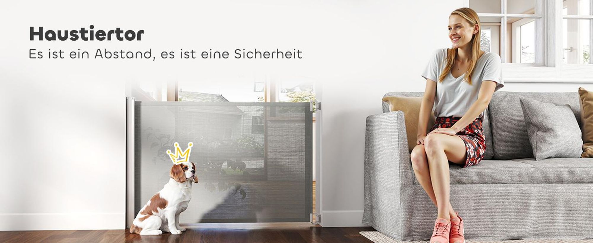 Treppenschutzgitter 115 cm Hunde Türschutzgitter Sicherheitstrennwand Grau