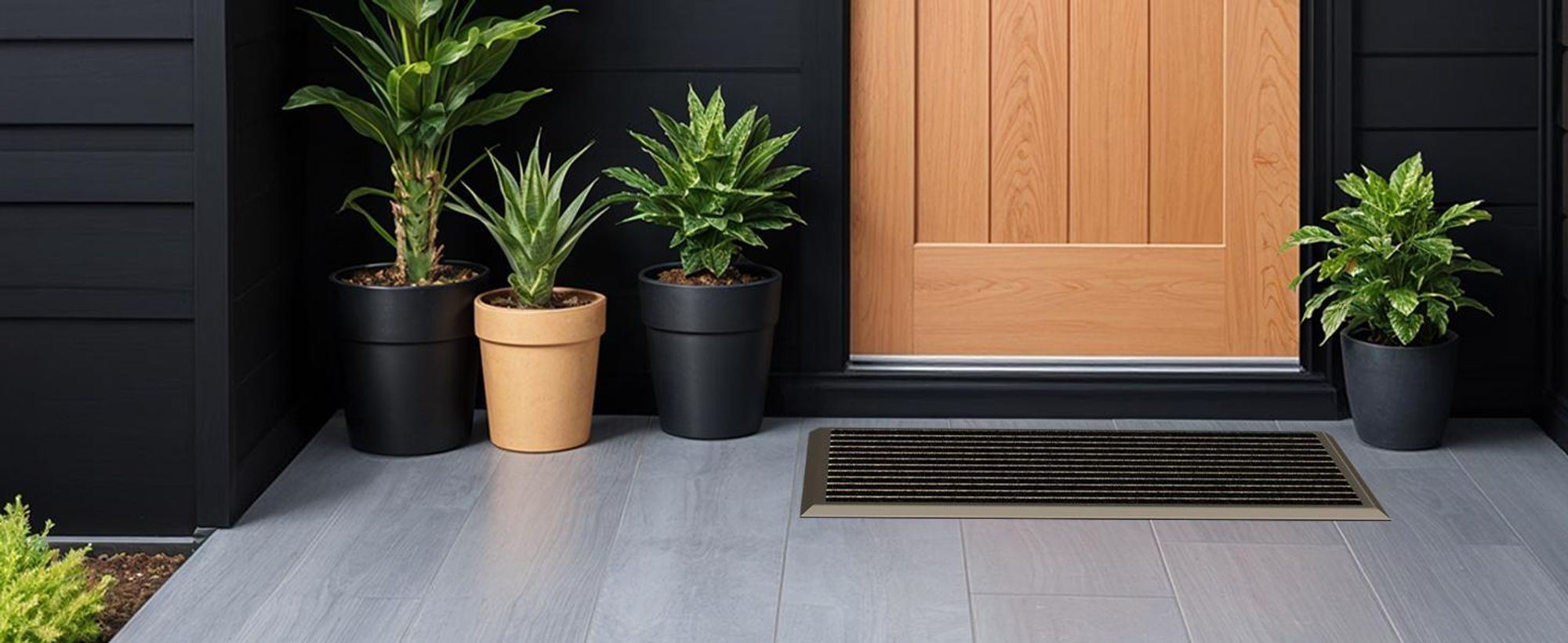 Fußmatte Außen Schmutzfangmatte für Draußen - 40 x 60 cm goldenem Aluminiumrand Wetterfester Fußabstreifer Outdoor Fußmatte