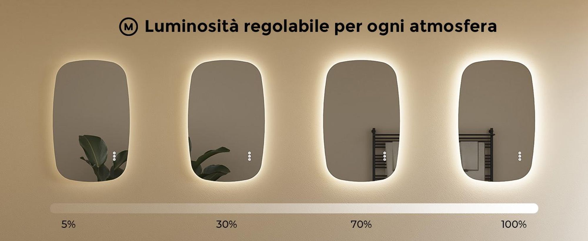 S'AFIELINA 95×60 cm specchio da bagno con illuminazione Specchio ovale a LED con interruttore a sfioramento, dimmerabile a 3 colori di luce regolabili, antiappannamento, funzione memoria