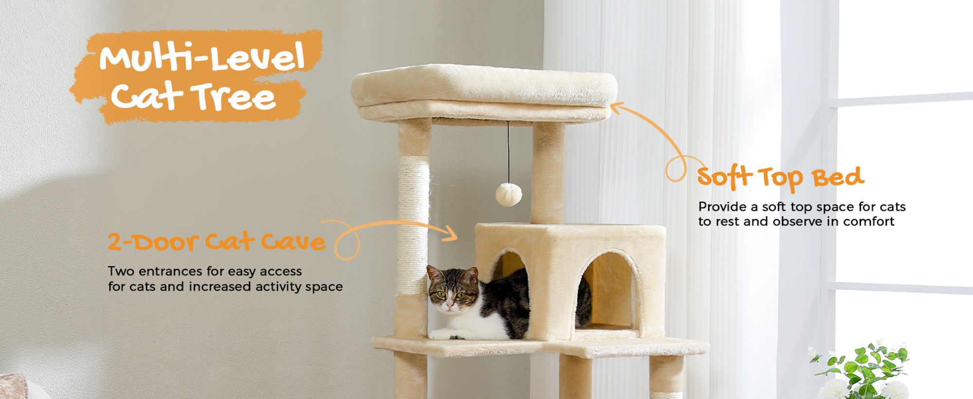 PAWZ Road XL Katzenkratzbaum mit Hängematte, 143 cm