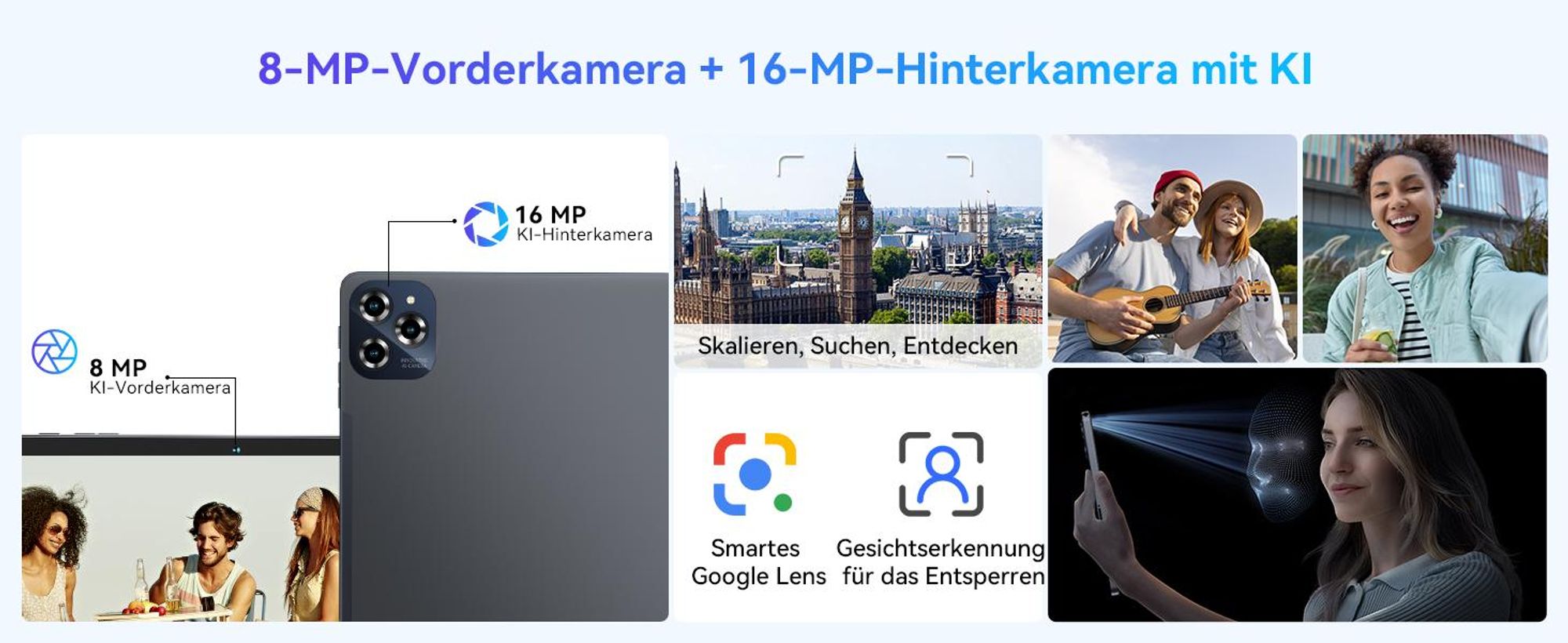 BESTTAB W90 11 Zoll Tablet Android 15, 256GB Speicherplatz, 1920x1200 Pixel, Android 15, 24(8+16) GB RAM, 5G WiFi, Bluetooth, 8000 mAh Akku,
