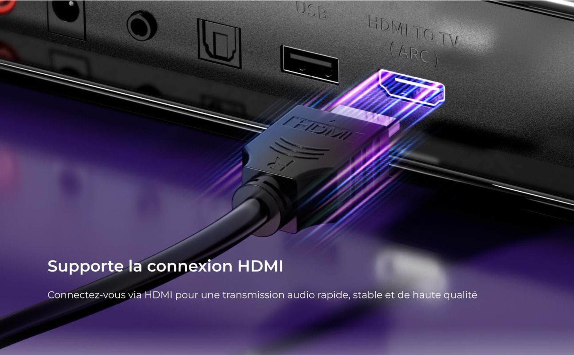 Barre de son amovible ULTIMEA 7.1ch avec lumière RGB, Virtual Surround Sound System avec subwoofer, 2 haut-parleurs surround, 410W