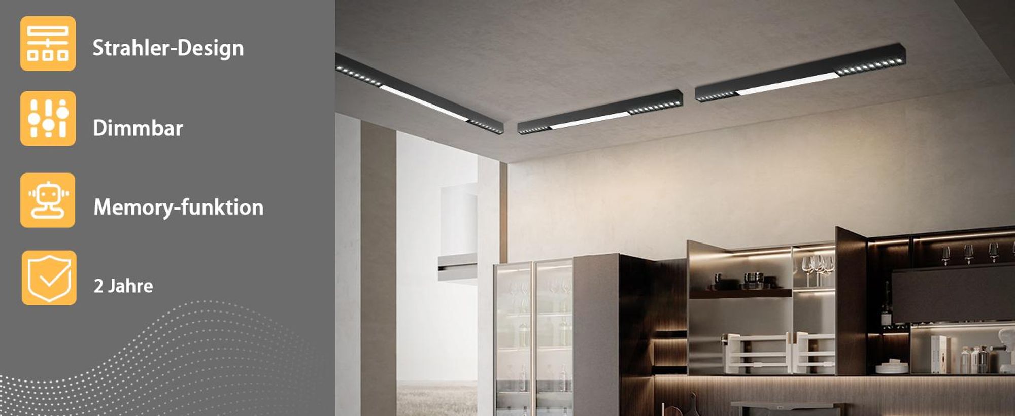 ZMH lampada da soffitto LED plafoniera nera 80CM lungo soffitto faretto cucina 25W nero moderno ufficio lampada dimmerabile con telecomando per soggiorno ufficio camera da letto