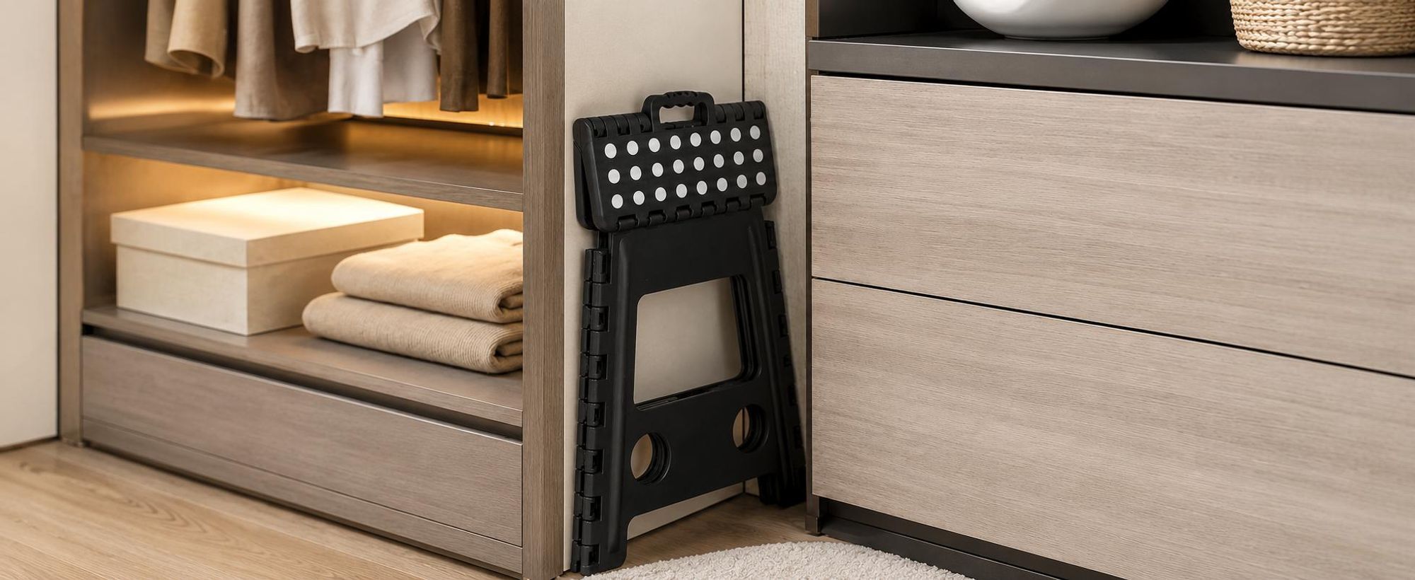 FURNIFY® QUICKSTEP Klapphocker, faltbar, rutschfest, belastbar bis 150 kg, ideal für Haushalt.