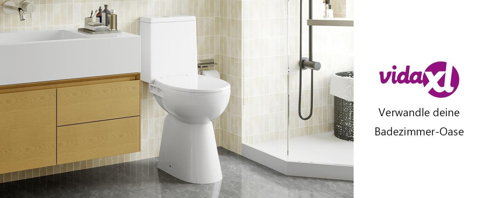 vidaXL Randloses WC 7 cm Extra Höhe Soft-Close Keramik Weiß