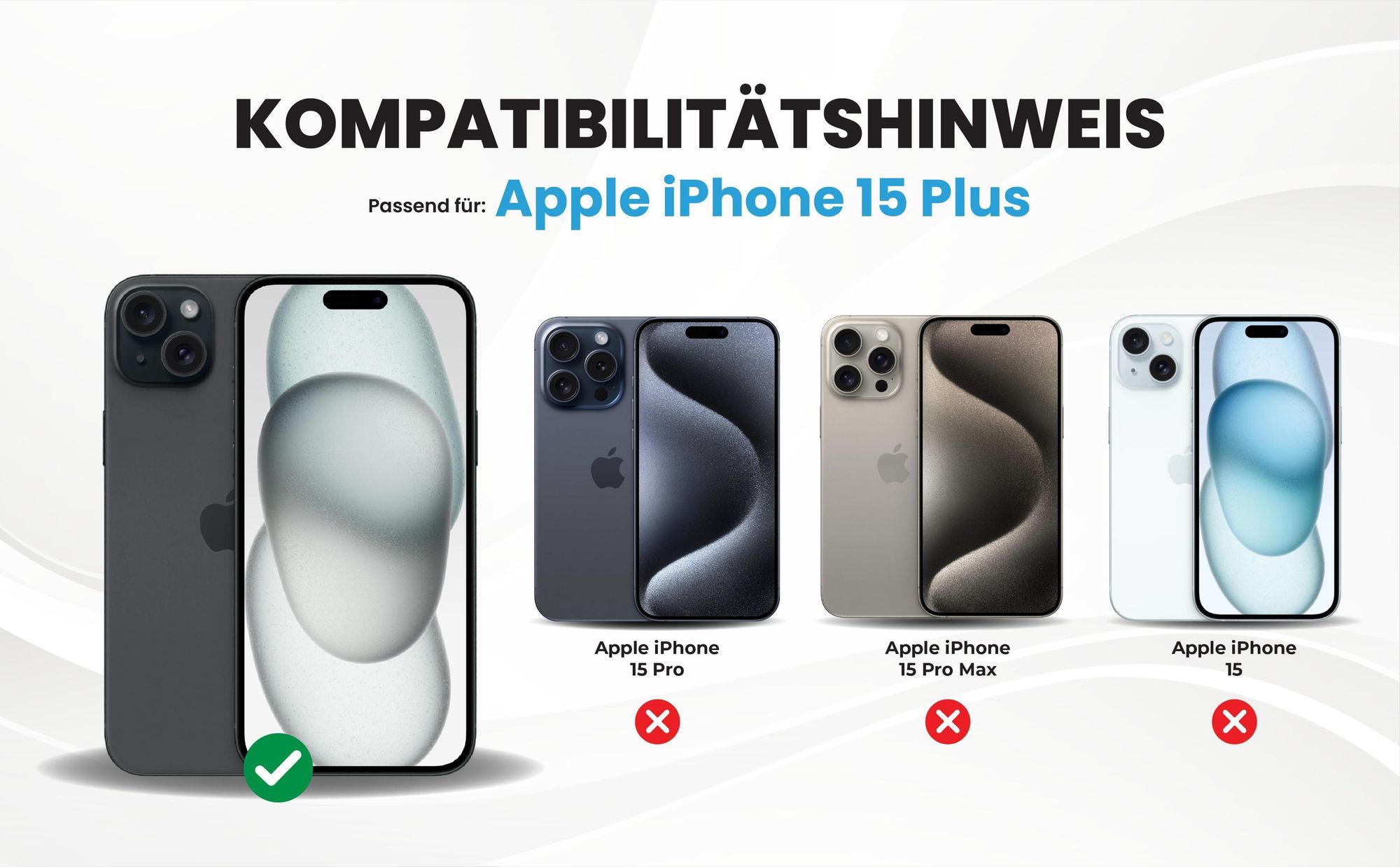 Kompatibilitätshinweise Hülle für Apple iPhone 15 Plus