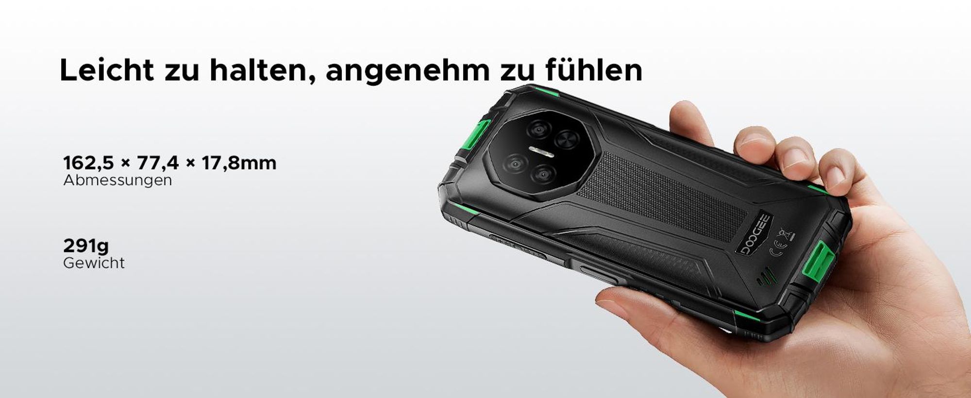 DOOGEE Fire 3 Outdoor Smartphone Handy, 4G, Android 16, IP68/IP69K, 5,5" HD+, 8350mAh, 12+64GB, 13MP, NFC, Gesichtserkennung, ohne Vertrag