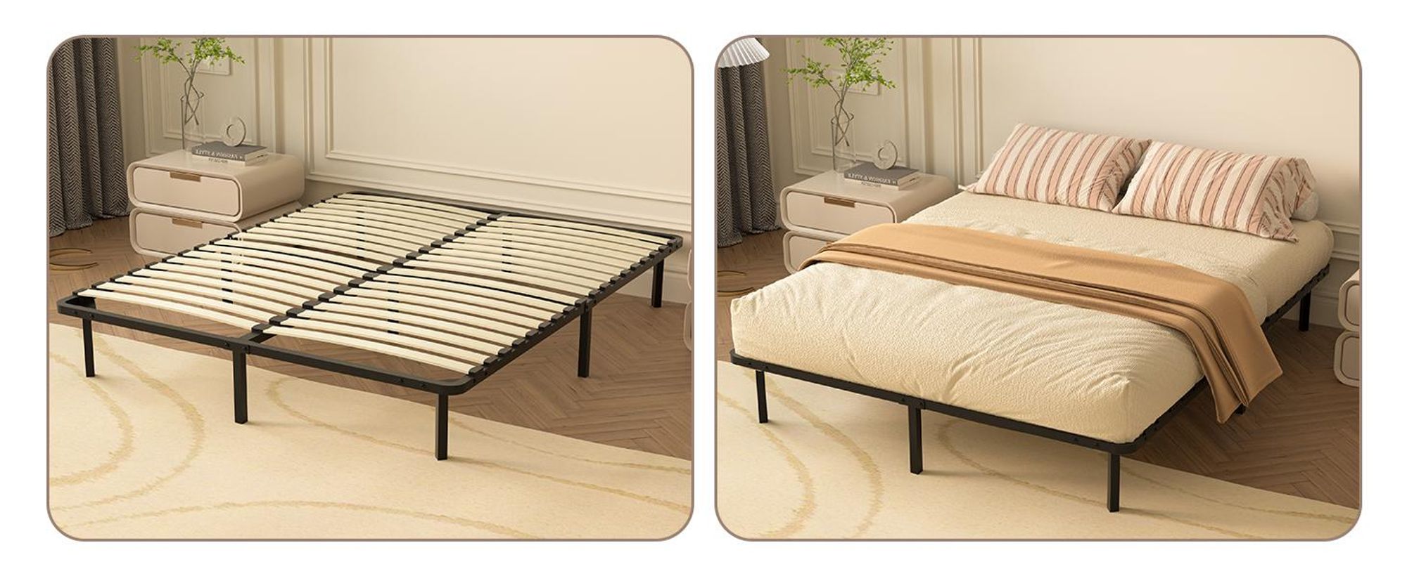 DEWINNER Sommier 90x190 | Sommiers à Lattes avec 6 Pieds pour Adulte | Cadre de Lit 90x190 avec Sommier | Hauteur du Cadre de Lit 29cm | 18 Lattes
