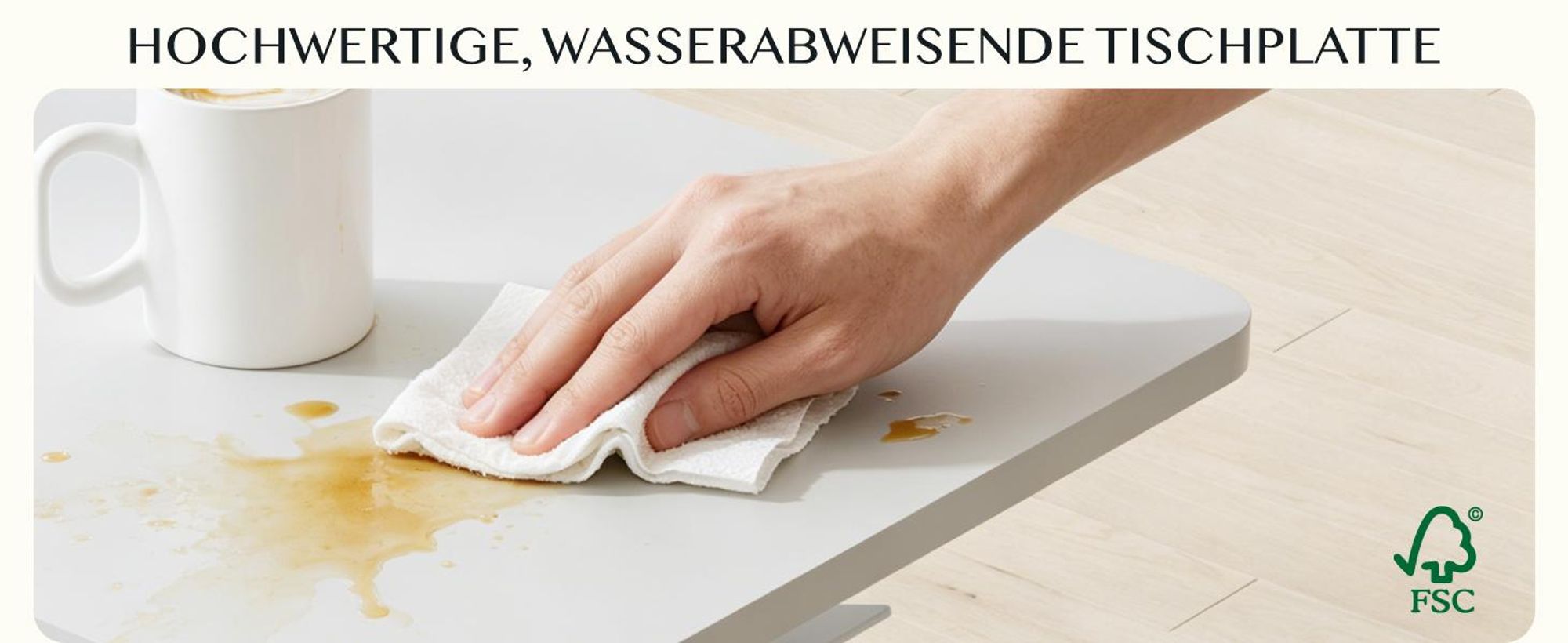 FLEXISPOT Beistelltisch Höhenverstellbar in C-Form, Laptoptisch mit Rollen, 66–106 cm, Nachttisch, für Bett und Sofa, Weiß