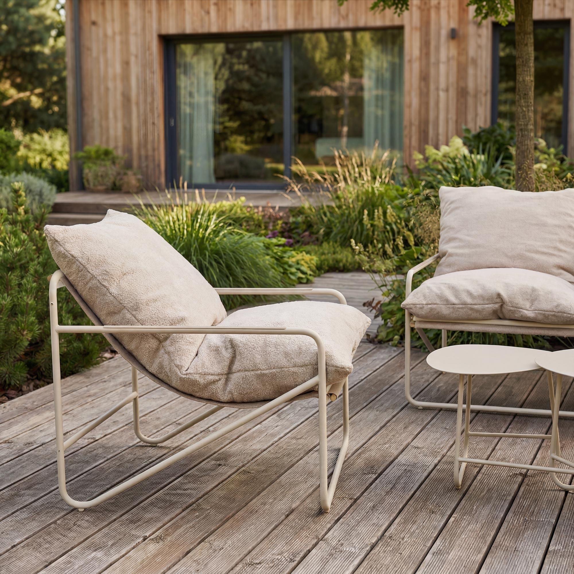 di volio Gartenmöbel Set DIAMANTO - Beige, Gartenlounge Set mit Sofa, Sesseln i 2 Beistelltischen, wetterfeste Gartengarnitur für Terrasse i Balkon