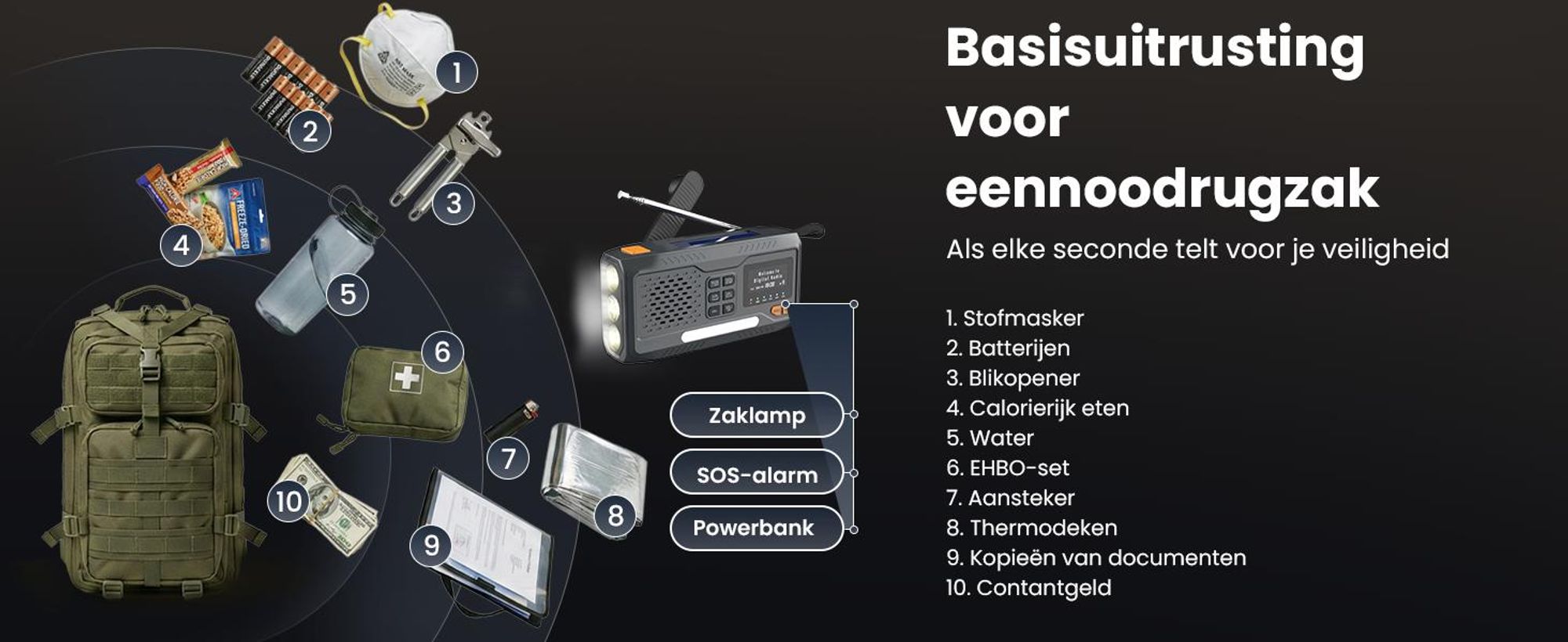 Extralink Noodradio DAB/FM, Solar, Dynamo, 4500 mAh, Bluetooth en SOS