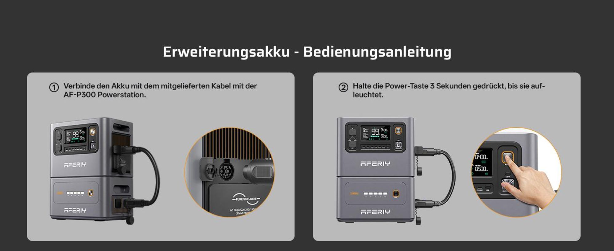 AFERIY P300 3000 W 2048 Wh Powerstation, 1200 W Solar, 1,5 h Schnellladung, erweiterbar auf 10,24 kWh, 220–240 V, für Camping und Zuhause