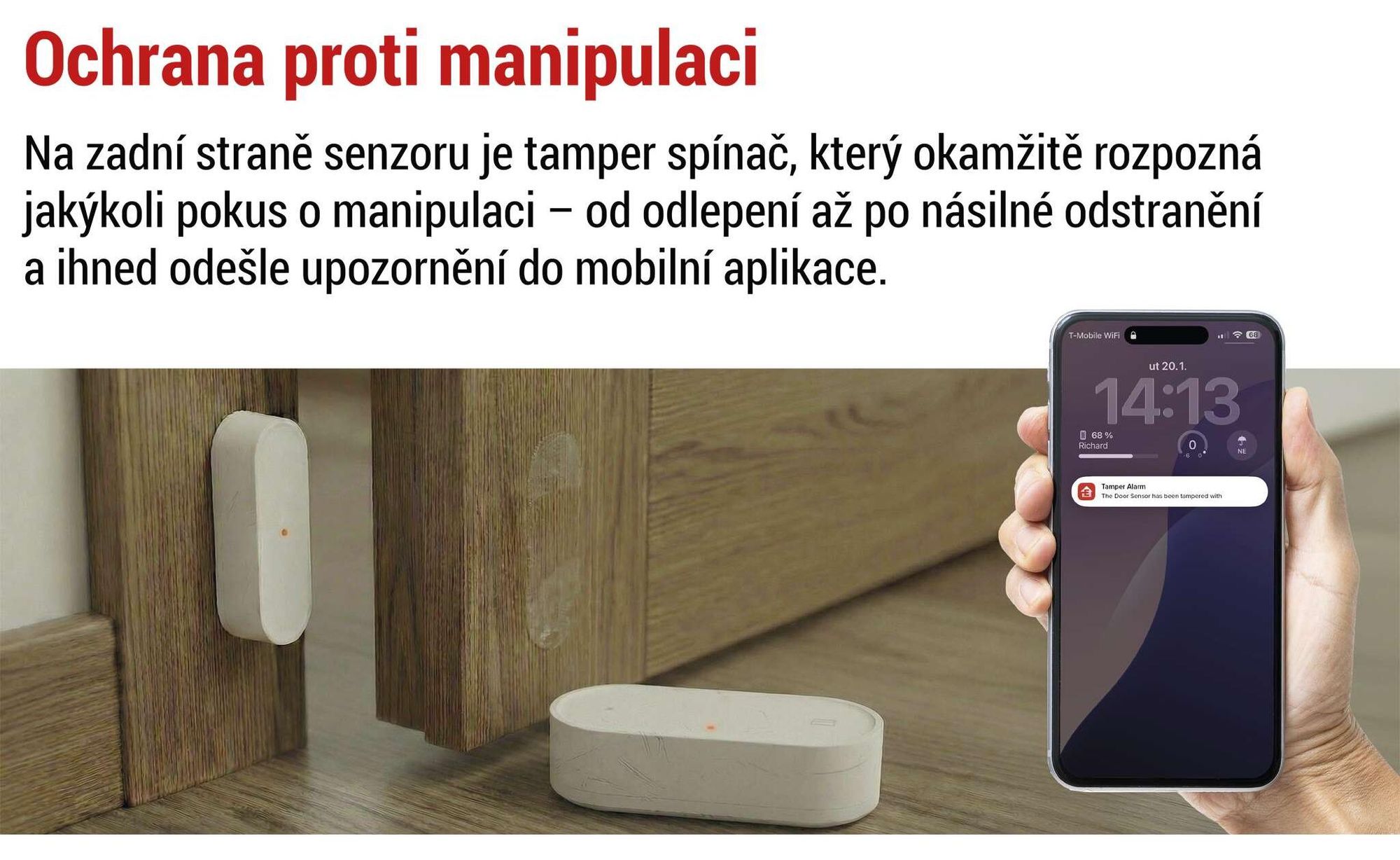 EMOS GoSmart ZigBee dveřní senzor s aplikací, bezdrátový magnetický okenní senzor pro domácí automatizaci nebo alarm, vnitřní, s páskou, bílý, H5025