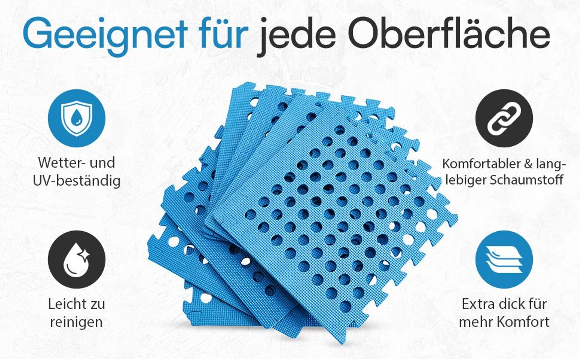 Meisterhome 72 Stück Bodenschutzmatte Pool Unterlegmatte Poolmatte Bodenschutz Matte für den Pool - 40 x 40 x 1 cm - Whirlpool Plantschbecken – Blau