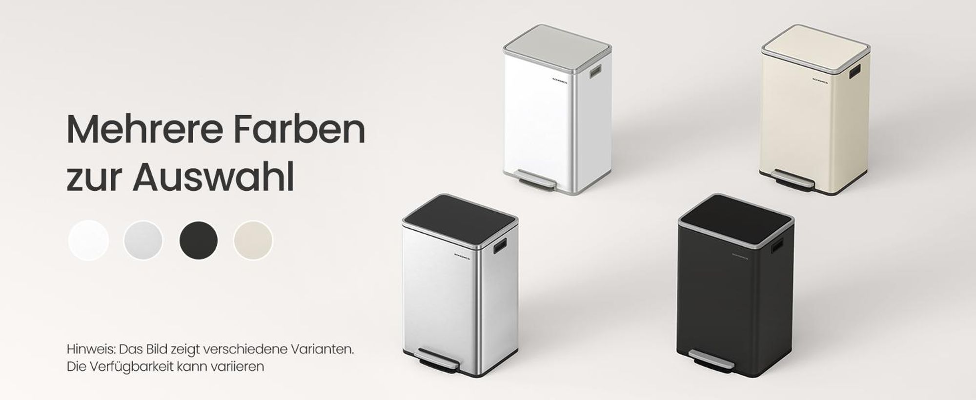 SONGMICS Mülleimer 50 L, 15 Müllsäcke, Edelstahl, herausnehmbarer Inneneimer aus Kunststoff, mit Deckel, Griffe, Softclose, silbern